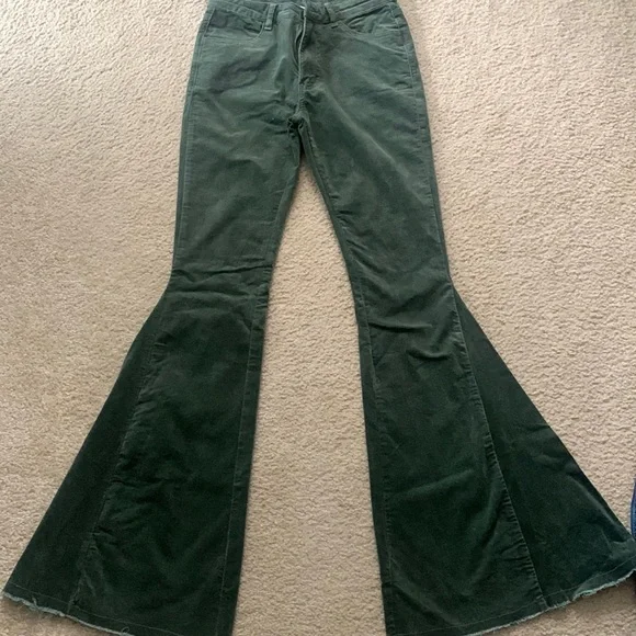 Dress Pants Green Corduroy Flare Pants Green Corduroy Flare Womens